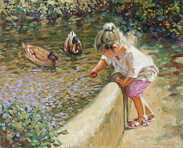 The Duck Pond (oil on canvas)