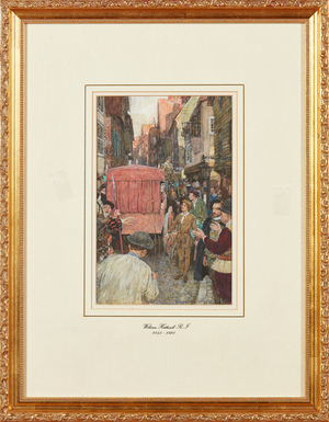 An Elizabethan Traffic Jam (pencil and watercolour)