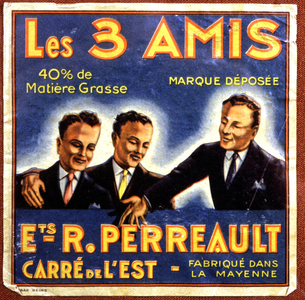 The 3 friends, cheese label, c.1930 (illustration)