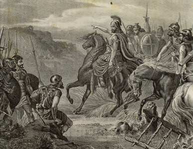 The uprising of Viriatus. Engraving.