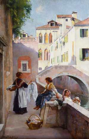 Laundry girls in Venice, 1911 (oil on canvas)