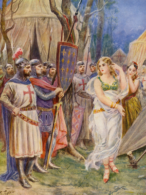 La Gerusalemme Liberata by Torquato Tasso: Canto IV, stanza 28 (colour litho)