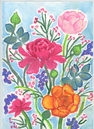 Ranunculus Bouquet, 2018 (oil pastel)