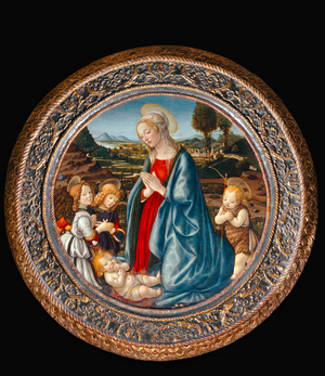 Madonna with Child, surrounded by Saint John Baptist and two angels …