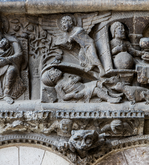 The parable of the rich man and poor Lazarus, 12th-15th century (relief)