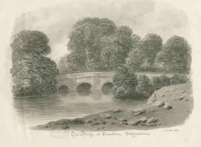 Trentham Hall - Bridge: sepia wash drawing, 1844 (drawing)