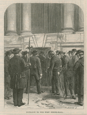 A visit to Greenwich Hospital: Entrance to the West Dining Hall (engraving)