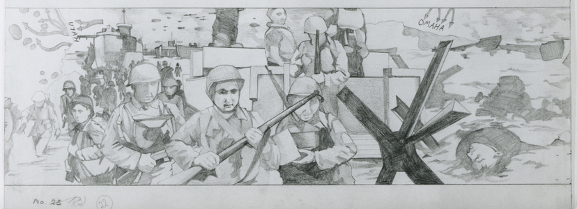 An American assault division land at Utah beach on June 6th (pencil on paper)