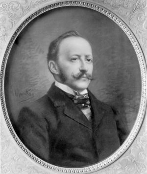 Cesar Ritz (1850-1918) swiss hotelkeeper, he founded Ritz hotel in Paris in 1897, miniature, c. 1900