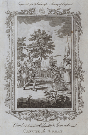 Combat between Edmund Ironside and Canute the Great (engraving)