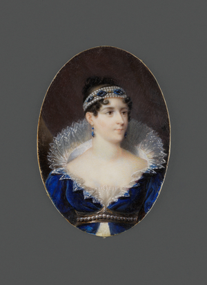 Miniature, The pose recalls that in Prud'hon's portrait of Josephine The Empress Joséphine, c.1805-1810 (watercolour on ivory)