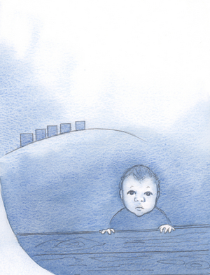 Christ, as a baby, true God and true man, was subject to others, waiting for love and warmth, 2000 (w/c on paper)