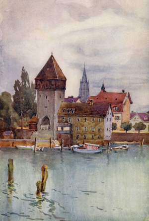 The Rhine: The Rheinturm, Konstanz, Constance (colour litho)