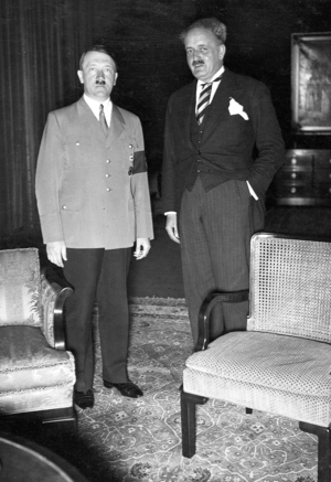 Konstantin Kodzias with Adolf Hitler (b/w photo)