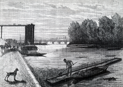 The collection of debris from the surface of the Seine