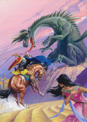 St George and the Dragon (gouache on paper)