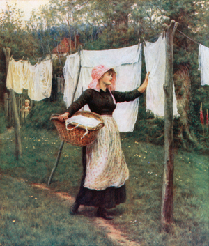 Drying Clothes (colour litho)