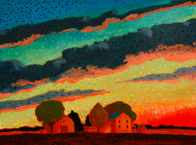 Pennsylvania Sunset 2000 John Newcomb (20th C. American) Acrylic on canvas Private Collection