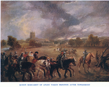 Queen Margaret of Anjou taken prisoner after Tewkesbury, from Cassells History of the British People published by the Waverley Book Company Limited, c.1940 (colour litho)
