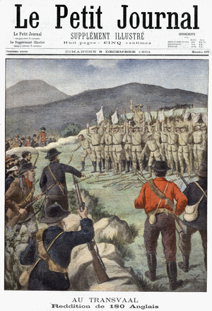 Frontpage of french newspaper "Le Petit Journal" december 8, 1901: Boers war (1899-1902): surrender of 180 english soldiers