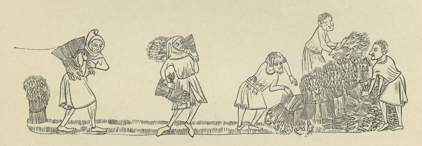 Serfs tying up sheaves of corn