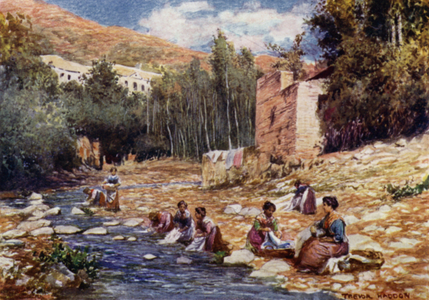 Granada, Villas on the Banks of the River Darro (colour litho)