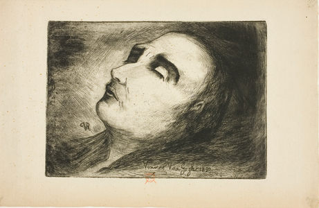 Vincent van Gogh on His Deathbed, 1890 (etching in black on tan laid paper)