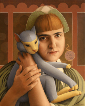 Girl with a Toy Cat, 2014 (oil on canvas)