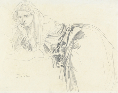 A woman, reclining on a sofa, c.1908 (graphite on paper)

