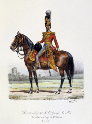 Household Cavalry, 1814-1815. From Histoire de la maison militaire du Roi de 1814 a 1830 by Eugene Titeux, Paris, 1890.