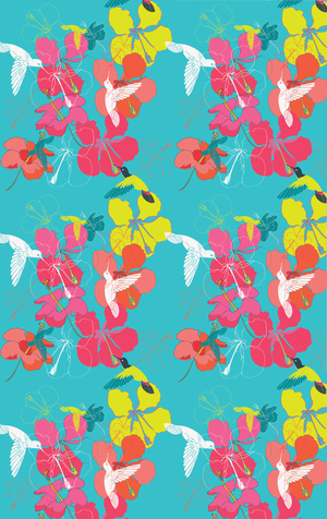 Cyan Hummingbird repeat pattern (print)