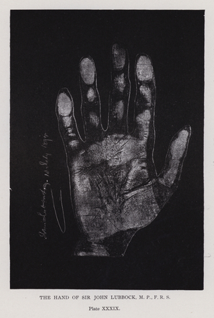 The hand of Sir John Lubbock (b/w photo)