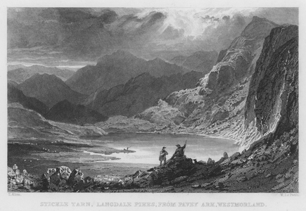 Stickle Tarn, Langdale Pikes, from Pavey Ark, Westmorland (engraving)