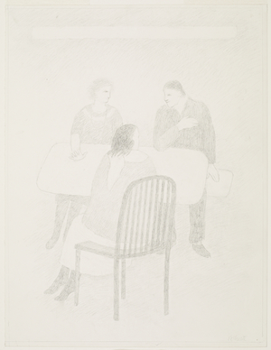Three figures seated at a table - study for a painting (?), n.d. (drawing)