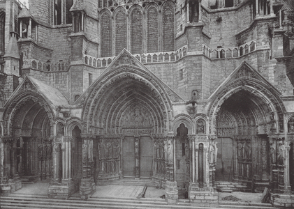 Cathedrale de Chartres: Portail Nord XIIIe siecle (b/w photo)