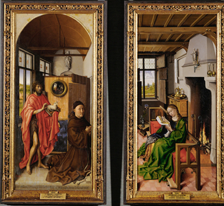 Saint John Baptist and the Franciscan theologian Heinrich von Werl and Saint Barbara (painting on wood)