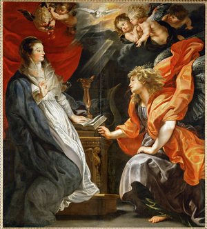 Annunciation to Saint Mary, (painting on canvas)