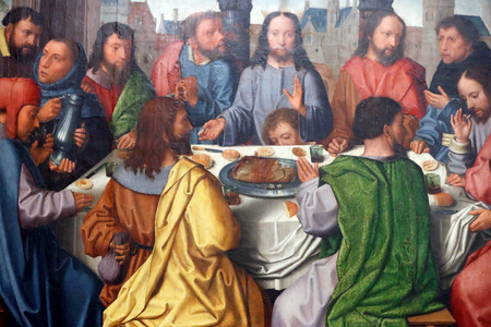 Evora Museum. The last supper. Jesus and his apostles. 16th century. Portugal.