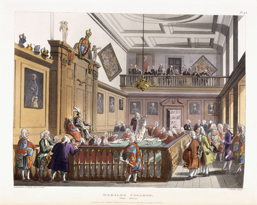 Heralds College: The Hall, from 'The Microcosm of London', 1808-1810 (hand-coloured aquatint)
