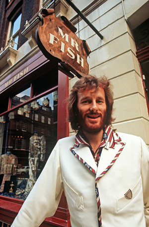 Mr Fish, outside his shop in Clifford Street, London, 1972 (photo)