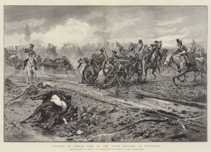Capture of French Guns by the "Union Brigade" at Waterloo (engraving)