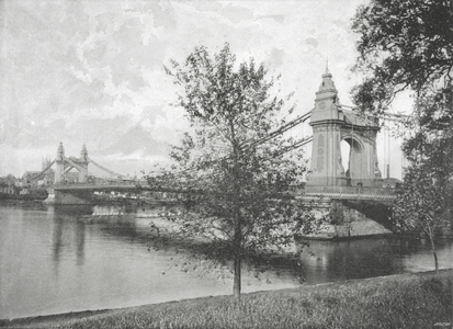 Hammersmith Bridge, from the South Side (b/w photo)