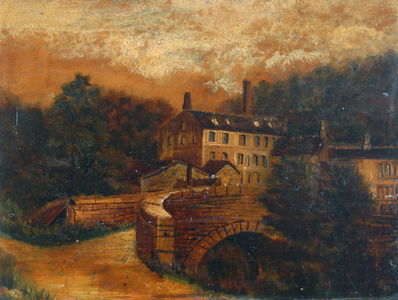 Gibson Mill (oil on card)