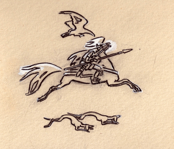 Illustration from 'Narty. An epic of the Osset people' (gouache on paper)