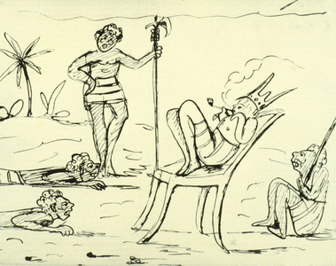 Arthur Rimbaud in king of negro drawing by his friend Ernest Delahaye in 1876