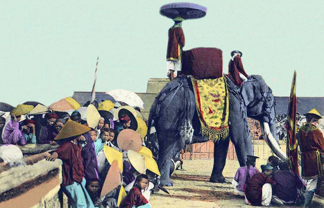 Vietnam: An elephant with howdah at the Nguyen royal court, Hue, early 20th century