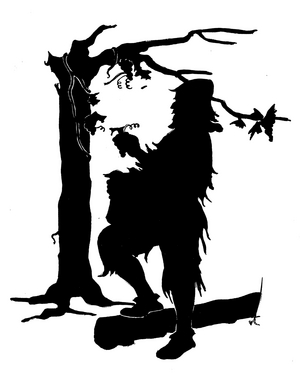 One of a set of Robinson Crusoe silhouettes (litho)
