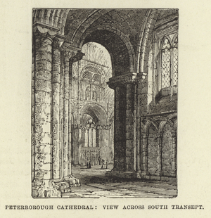 Peterborough Cathedral, View across South Transept (engraving)