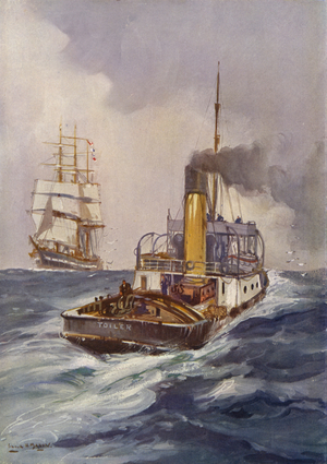 An Ocean Tug (colour litho)