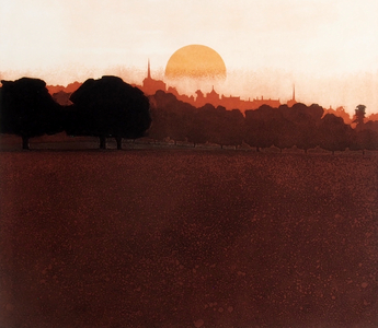 Red Spires, 1973 (etching and aquatint)